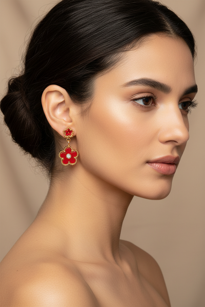 Burgundy & Crystal Earrings
