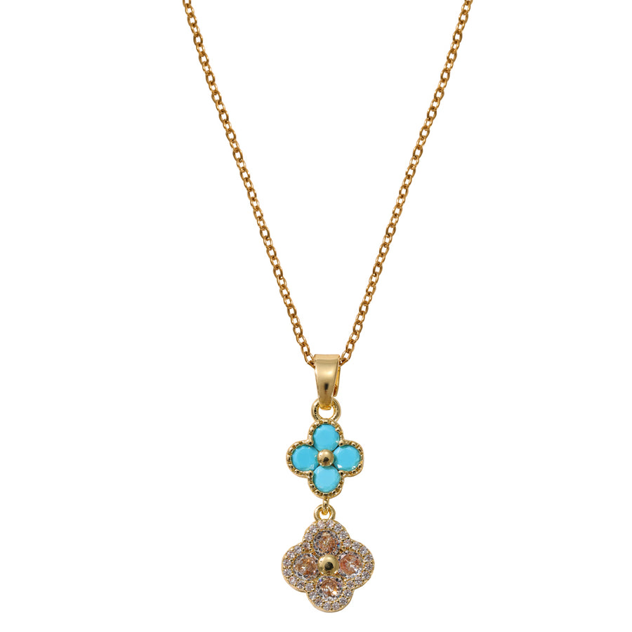 Turquoise & Crystal Clover Pendant