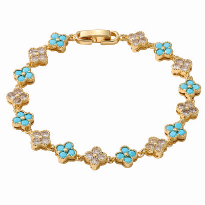 Turquoise & Crystal Clover Bracelet