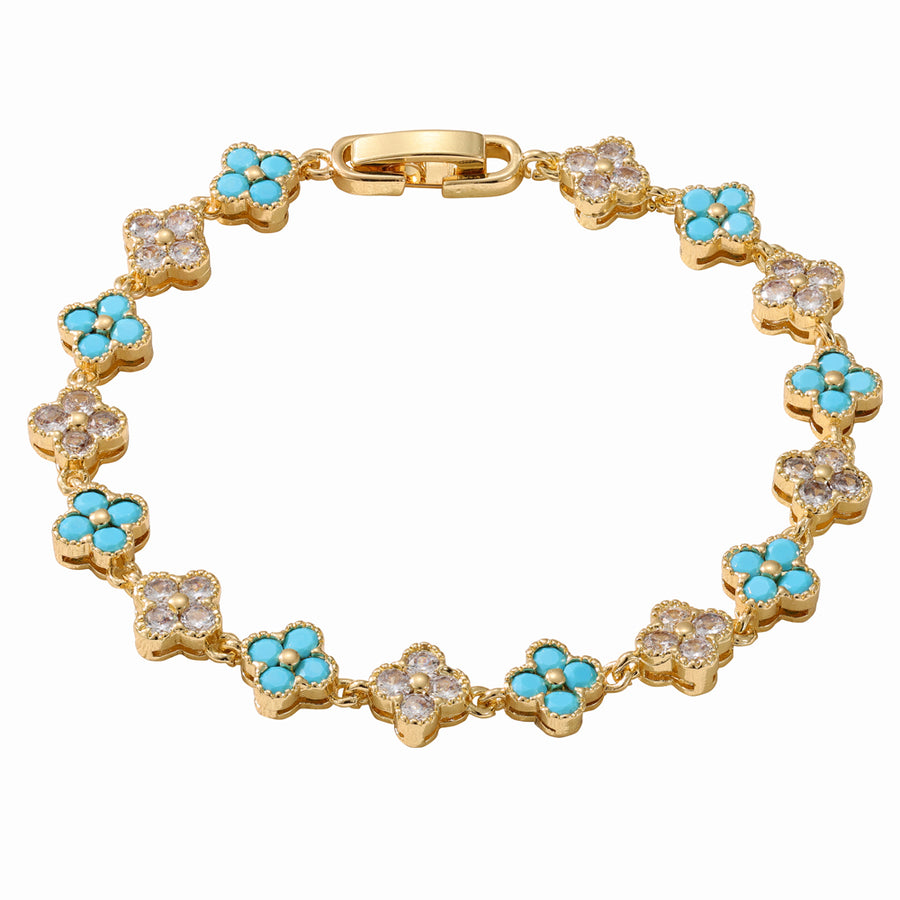 Turquoise & Crystal Clover Bracelet