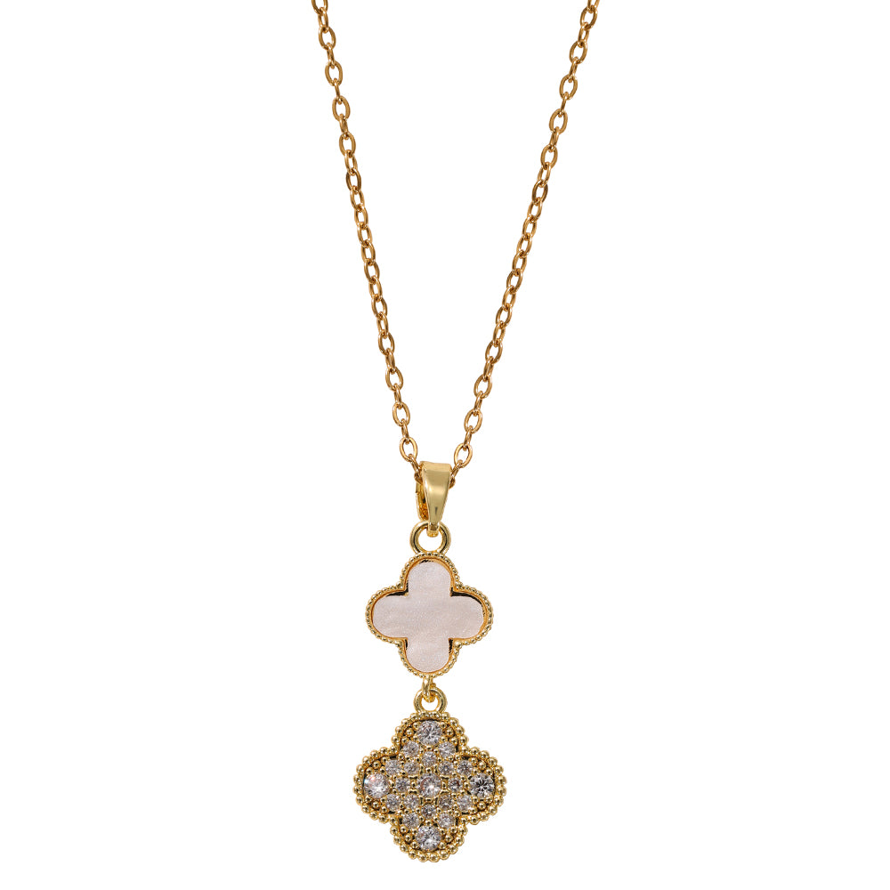Elowyn White & Crystal Clover Pendant