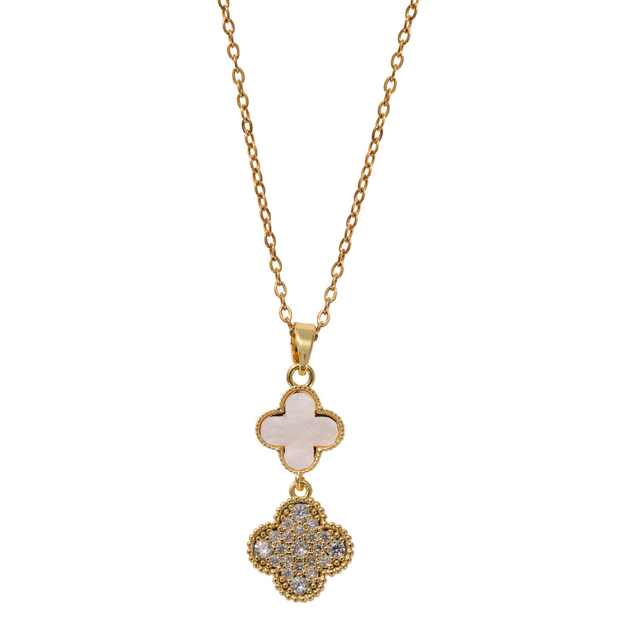Elowyn White & Crystal Clover Pendant