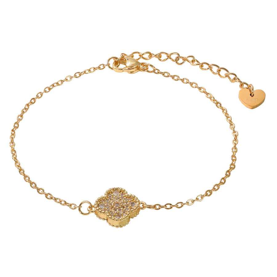 Elowyn White & Crystal Clover Bracelet