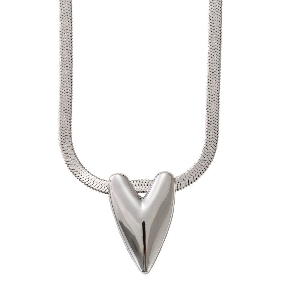 Contemporary Style Silver Plated Heart Necklace