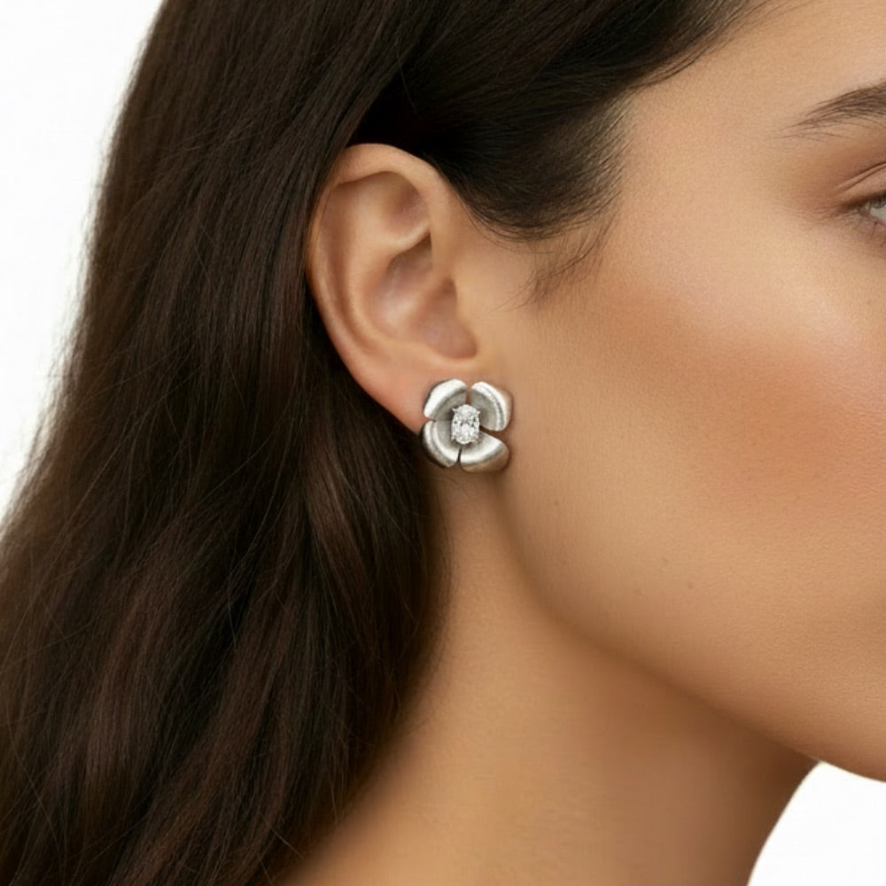 Madelyn Brushed Silver Plated Earrings
