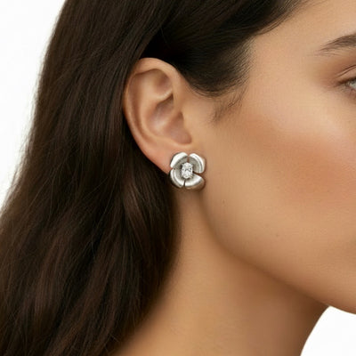 Madelyn Brushed Silver Plated Earrings