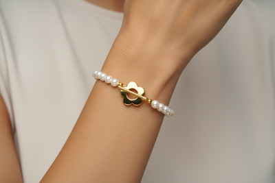 Ring & Toggle Faux Pearl Bracelet