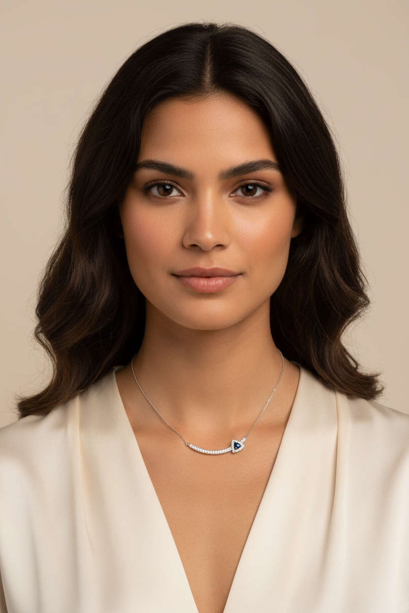 The Bar Necklace With Sapphire CZ