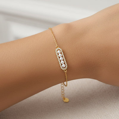 The Pink Box Faux Pearl & Crystal Bracelet