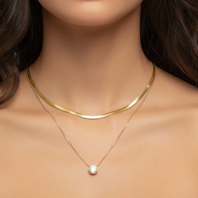 Layered Gold Plated Snake Chain Necklace