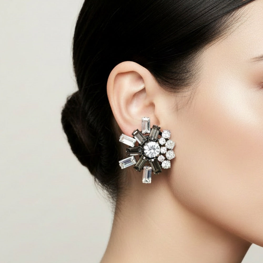 Olivia Crystal & Black Diamond Earrings
