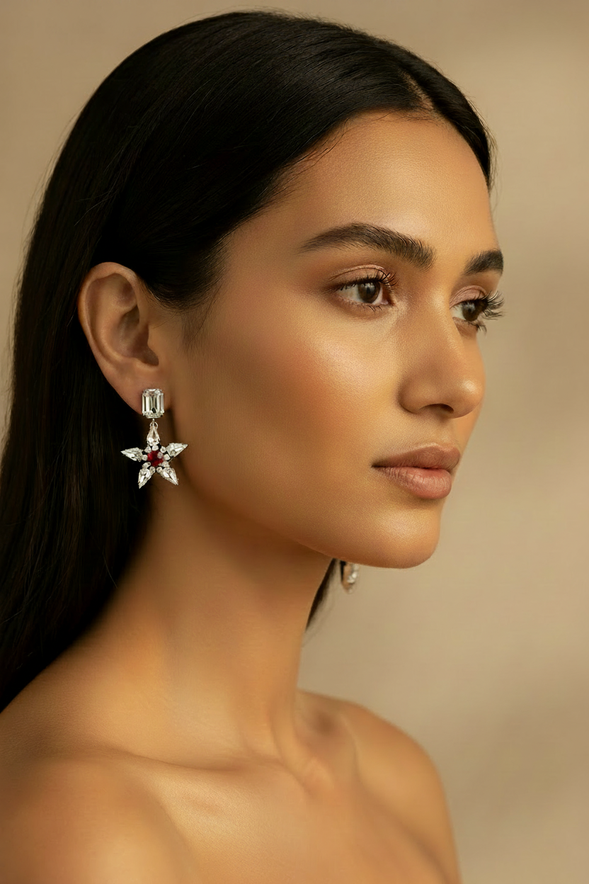 Emma Crystal & Ruby Earrings