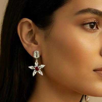 Emma Crystal & Ruby Earrings