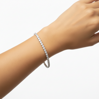 Tennis Bracelet, Rhodium 4mm
