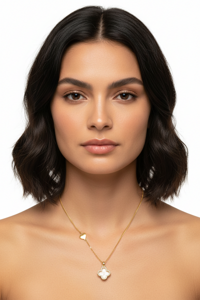 Lola White & Crystal Clover Pendant
