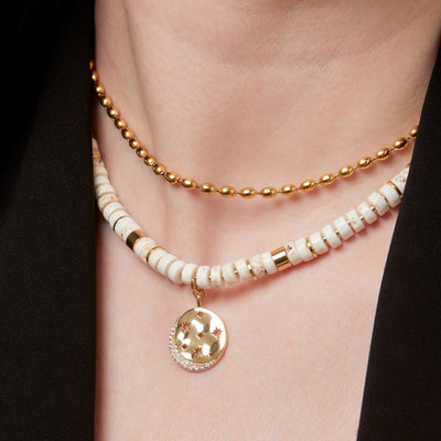 Gold & Howlite Semi Precious Stones Necklace
