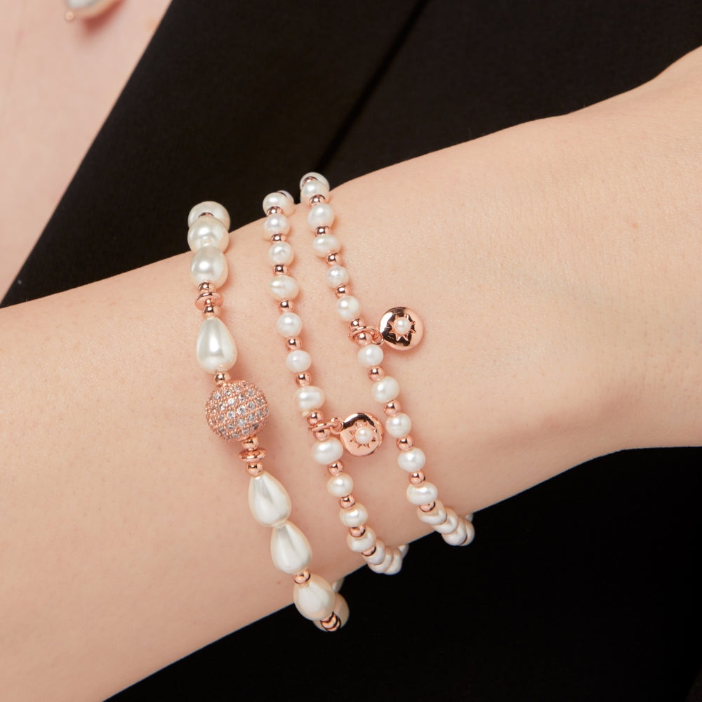 White Pearl Bracelet, 2 Row Freshwater Pearl, Versatile Statement Bracelet,  Birthday Gift for Mom,