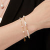 Gold Beaded & Freshwater Pearl Elasticated Bracelet
