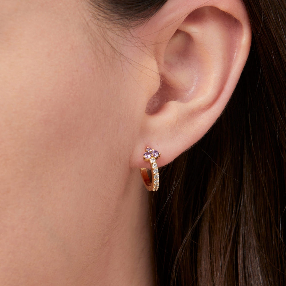 Amethyst Huggies Earrings