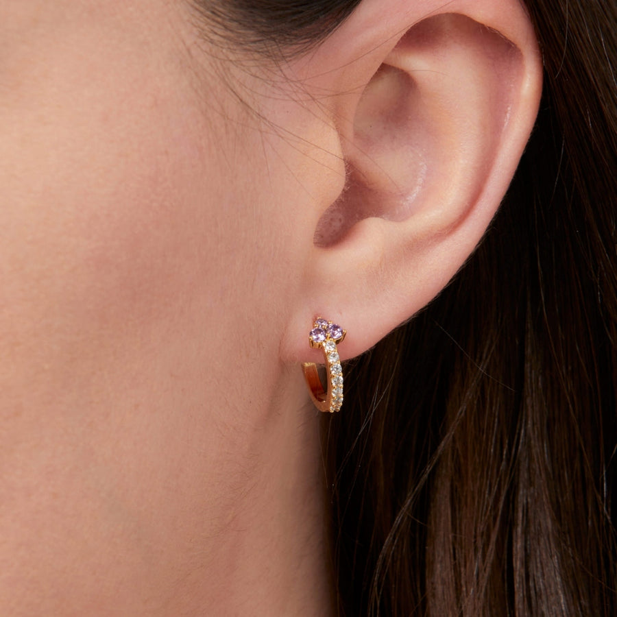 Amethyst Huggies Earrings