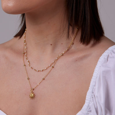 Gold & White Jade Layered Necklace