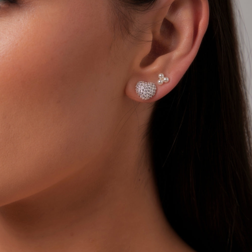 Micro Pave Heart Earrings