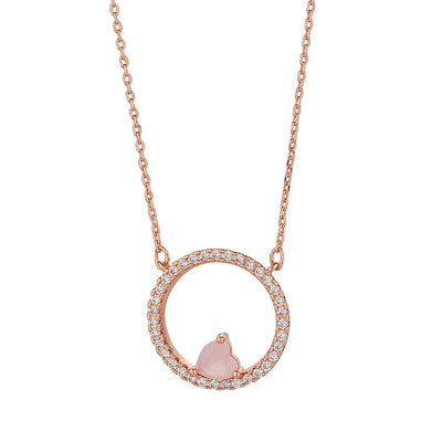 Heart & Circle Rose Gold Necklace