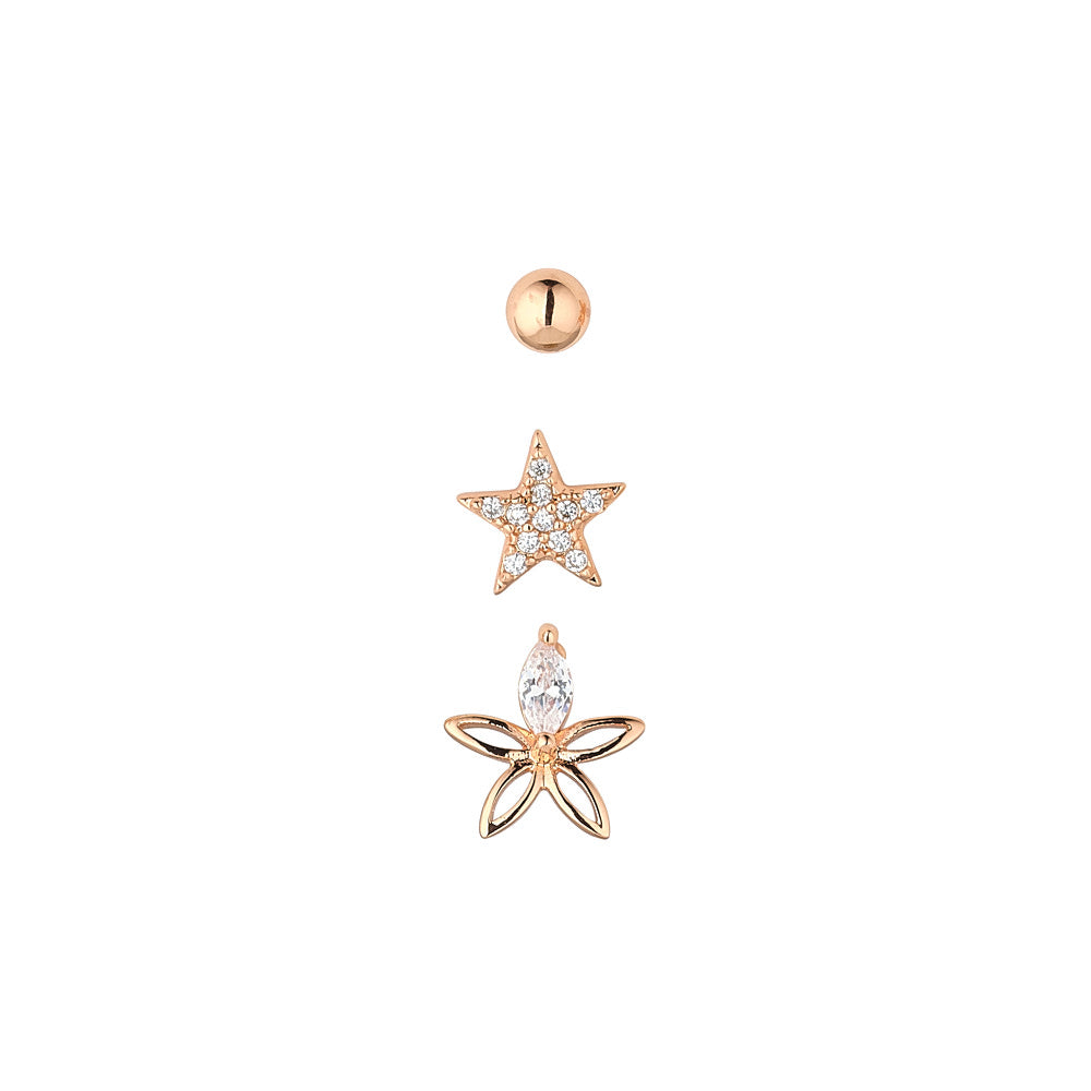 Harper Rose Gold Tri Set Earrings