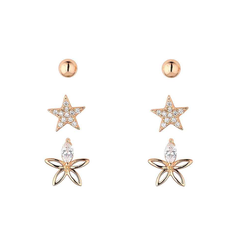 Harper Rose Gold Tri Set Earrings
