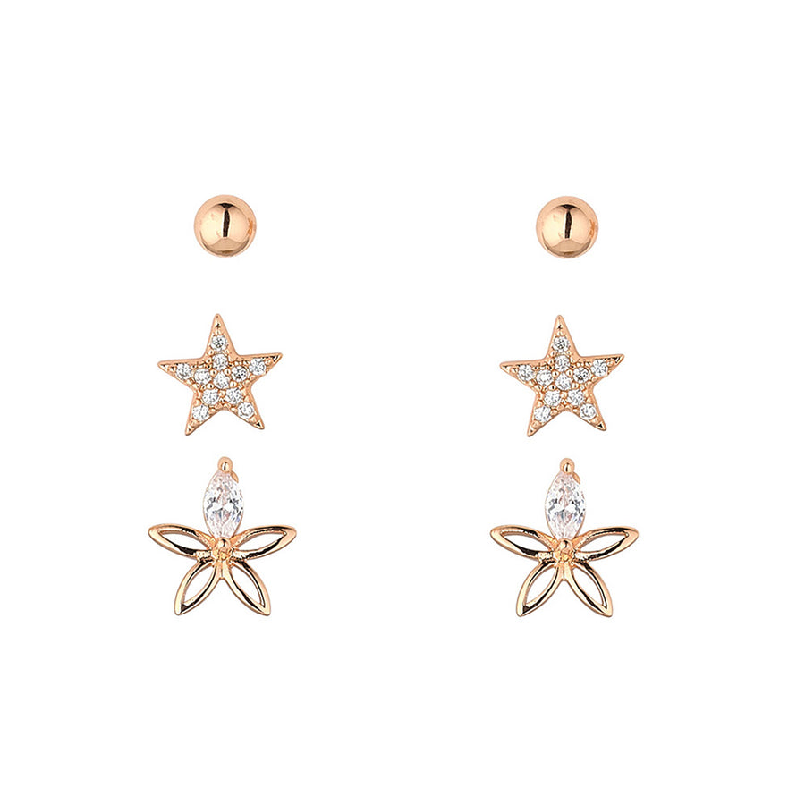 Harper Rose Gold Tri Set Earrings