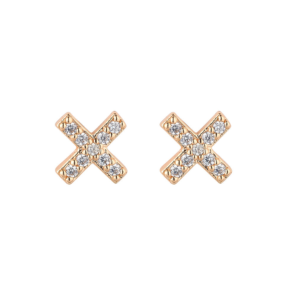 Tiny Rose Gold Criss Cross Studs
