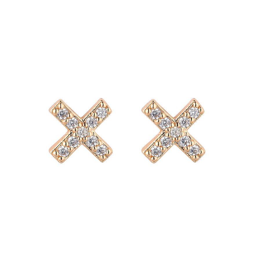 Tiny Rose Gold Criss Cross Studs