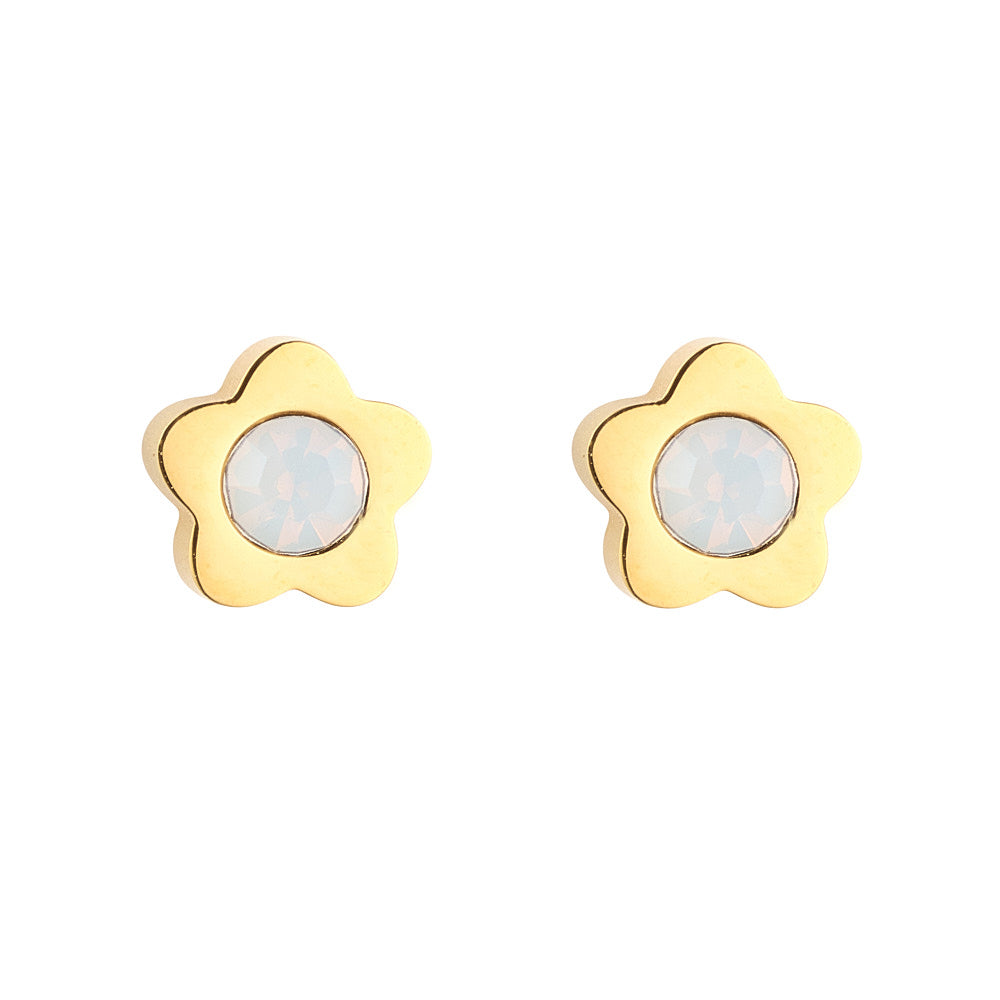 White Opal Studs