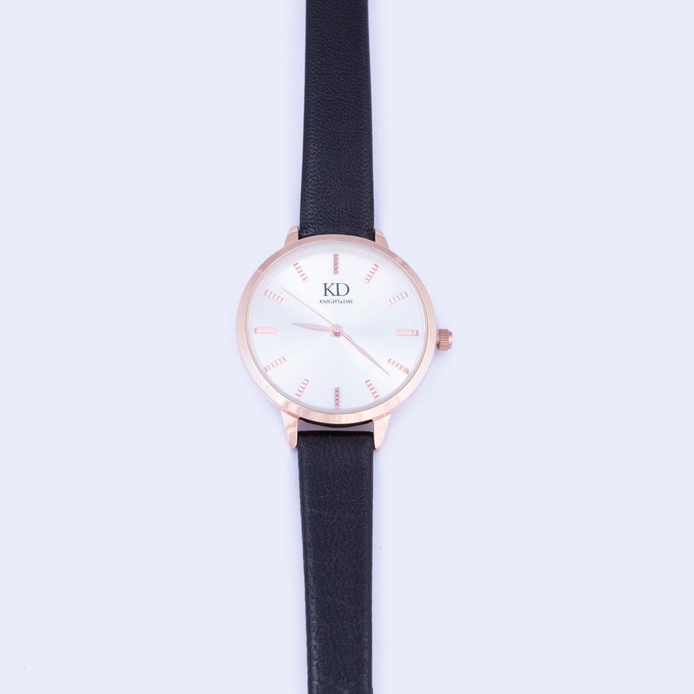 Classic Rose Gold & Black Watch