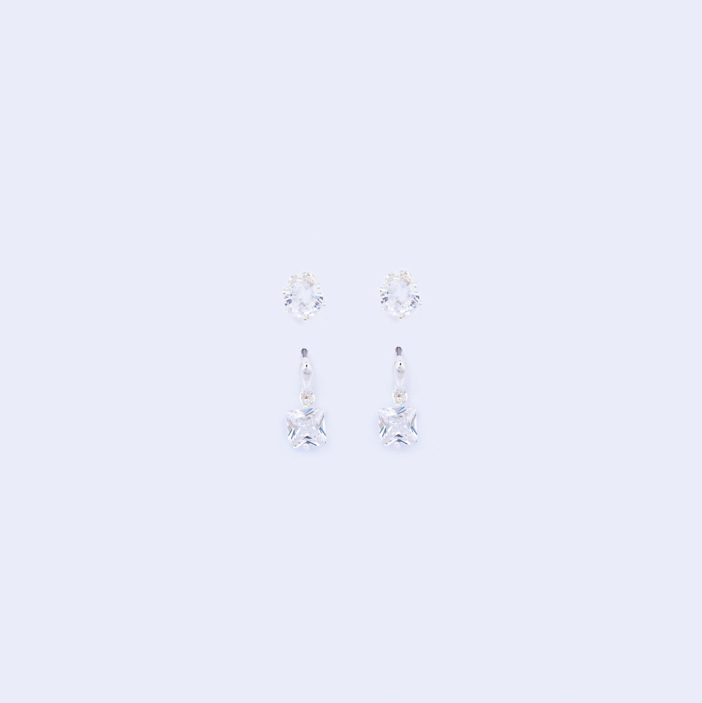 Duo Silver Earring Set