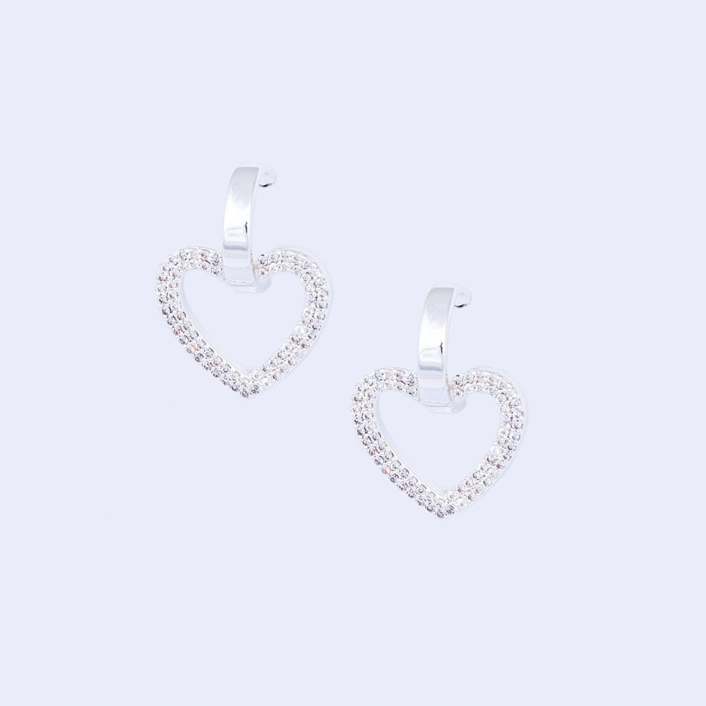 Silver Hoop & Heart Earrings