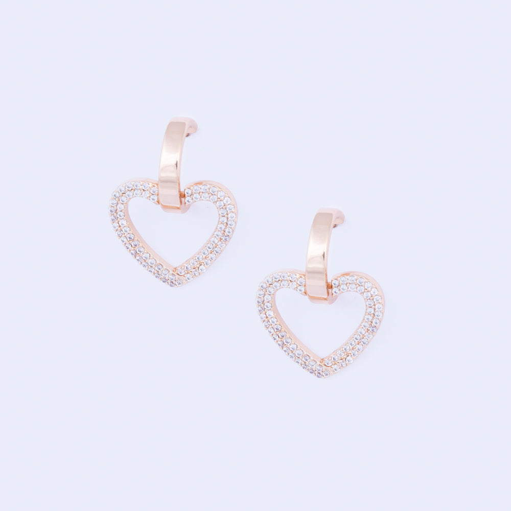 Gold Hoop & Heart Earrings