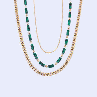 Layered Green Malachite Necklace