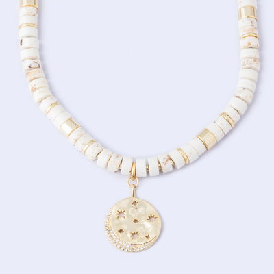 Gold & Howlite Semi Precious Stones Necklace