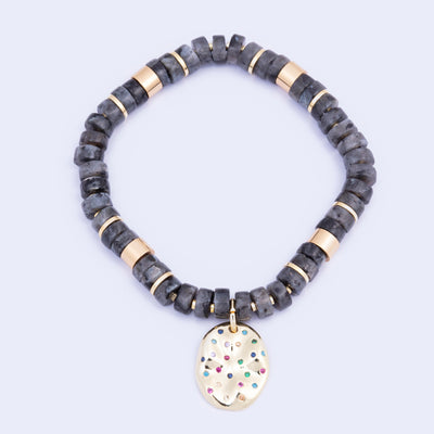 Gold & Labradorite Semi Precious Stones Bracelet