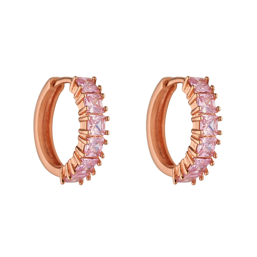Classic Pink CZ Hoops