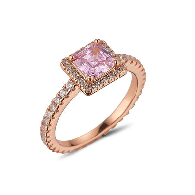 Pink CZ Rose Gold Ring Size 7