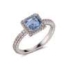 Blue CZ Rhodium Ring Size 8
