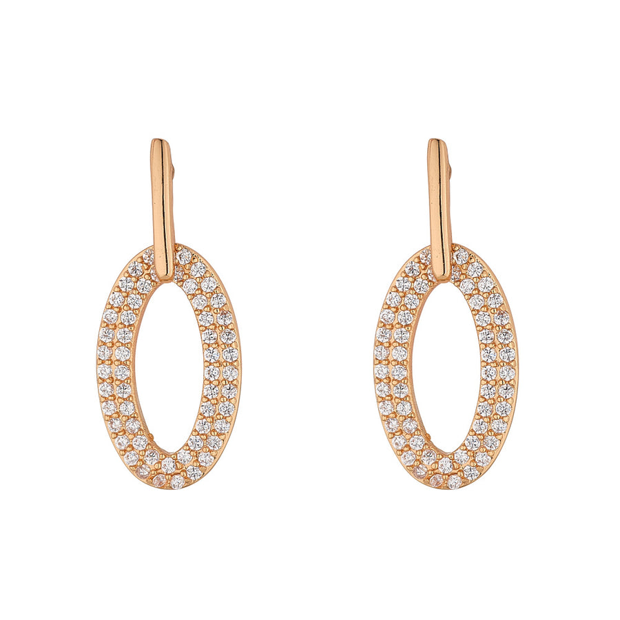Gold Oval Drop Earrings