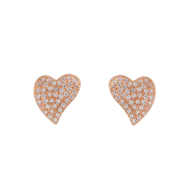 Rose Gold Micro Pave Heart Earrings