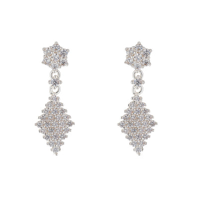 Silver Diamond Drop Earrings