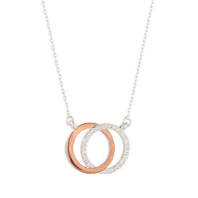 Mixed Metal Silver & Rose Gold Interlinking Circles Necklace