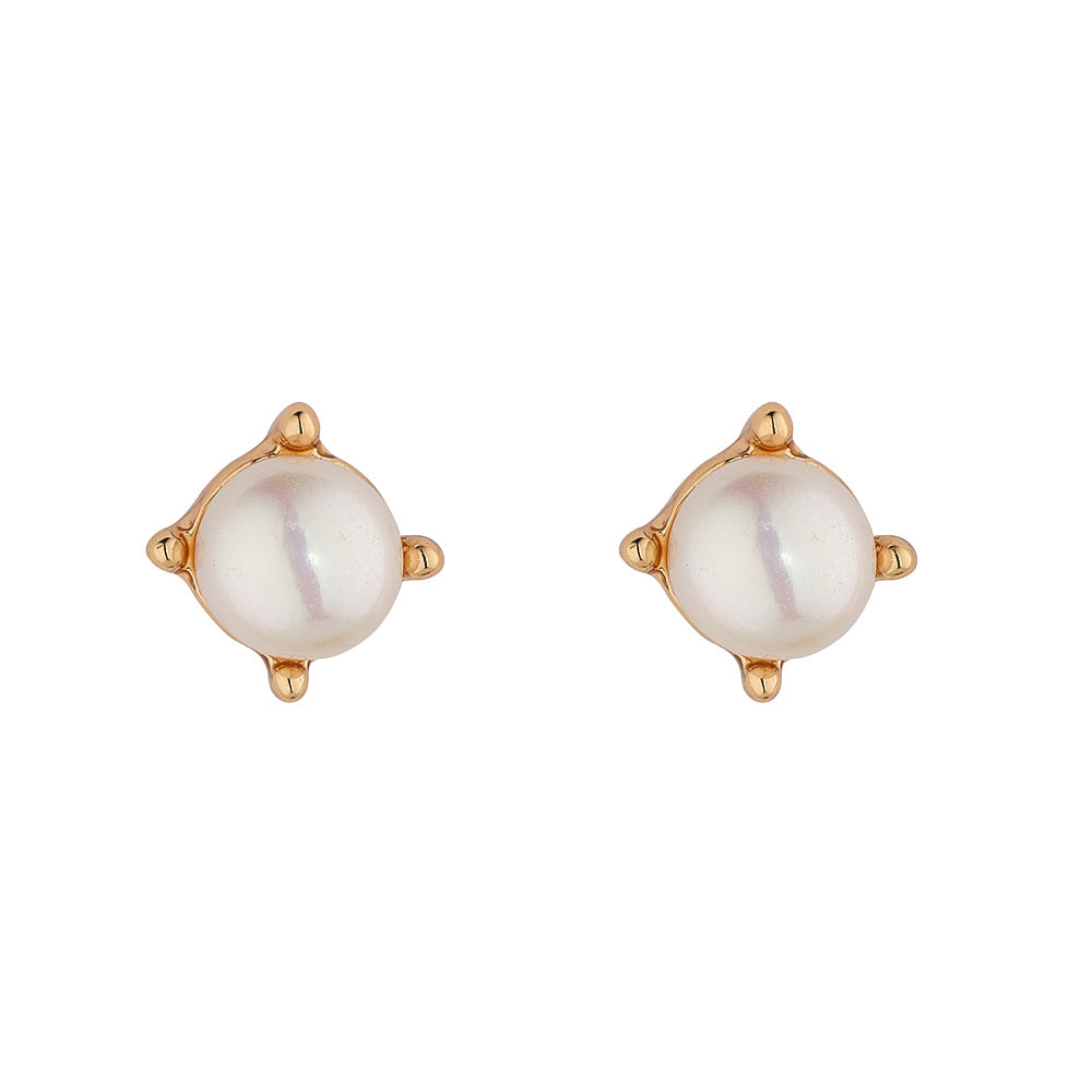 Freshwater Pearl Studs, Gold