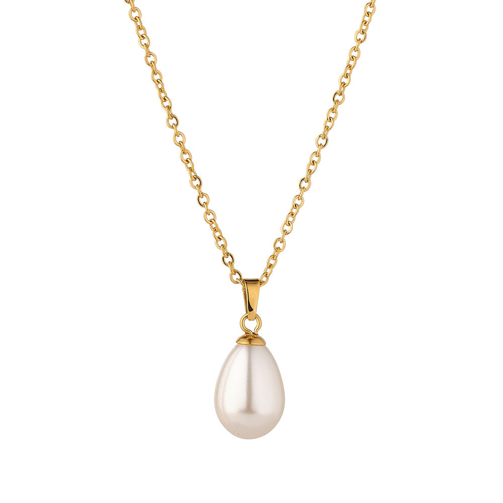 Mother of Pearl, Teardrop Shell Pendant Necklace with Freshwater Pearl –  May Bliss